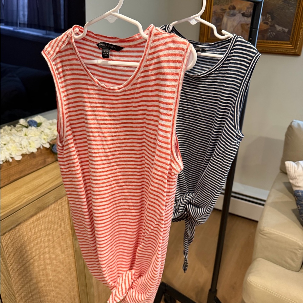 Striped Sleeveless Nautical Side-Knot Tops